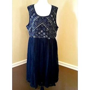 NEW ModCloth Rise Black Beaded Formal Retro Look Sleeveless Dress Size 4
